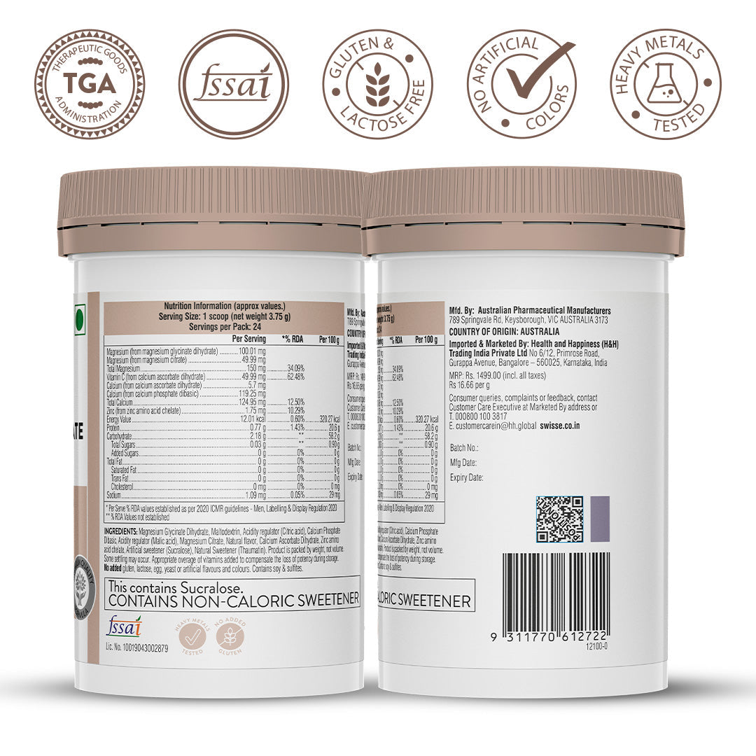Swisse ULTIBOOST High Strength Magnesium Glycinate & Citrate Powder - 90 gms